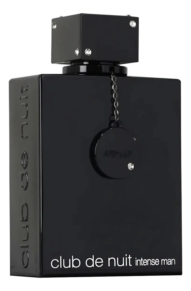 Frasco preto do Armaf Club de Nuit Intense Man eau de toilette com tampa quadrada