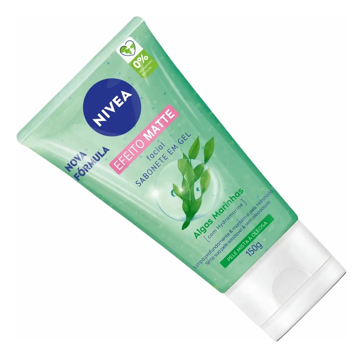 Bisnaga verde do Nivea Sabonete em Gel Facial Efeito Matte 150 g, para pele mista a oleosa
